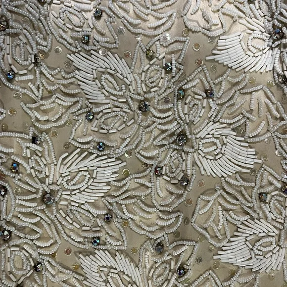 Vintage 1970s HEFTCO Beaded Wedding Gown, Matching Corset Vest Rhinestone Detail - Picture 15 of 17